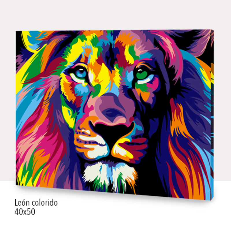 Kit Paint by numbers 40x50 León colorido | WC1283 