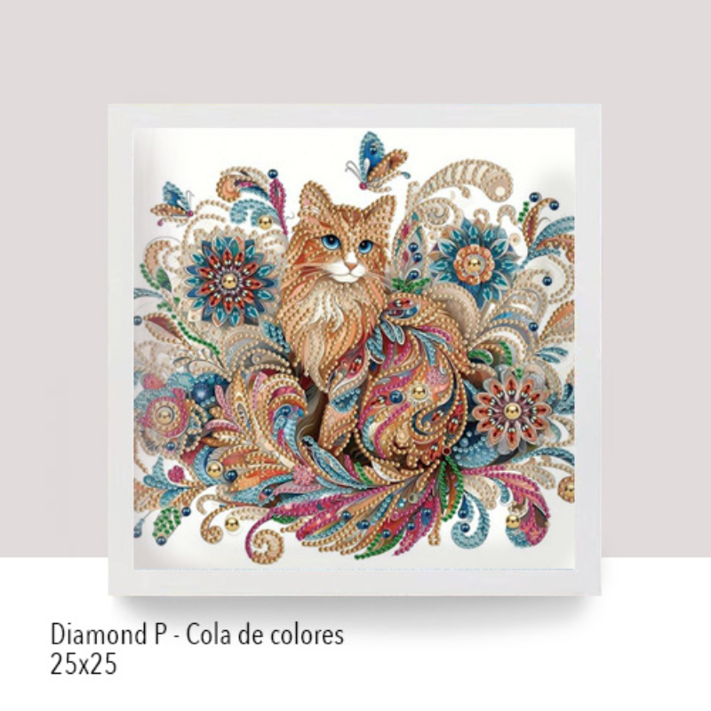 💎 Kit Diamond Painting con marco | Especial con cristales 25x25cm: Cola de colores| DP256 ✨NEW✨