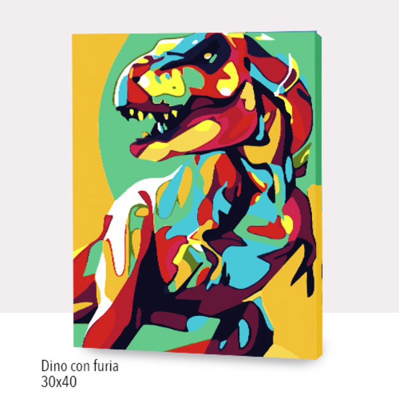 🎨Kit Paint by numbers con bastidor 30x40cm: Dino con furia | WC5226✨ NEW✨
