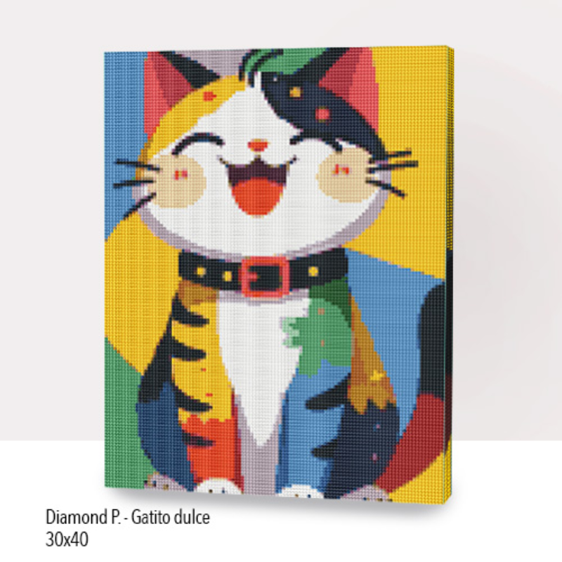 💎Kit Diamond Painting con bastidor 30x40cm: Gatito dulce  | WDF1826 ✨NEW✨
