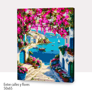 🎨Kit Paint by numbers con bastidor 50x65cm: Entre calles y flores | WG0926✨ NEW✨