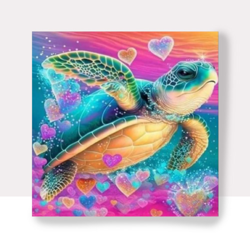 💎 Kit Diamond Painting 30x30cm sin bastidor – Cristales especiales – 🐢 Tortuga Marina | AB339