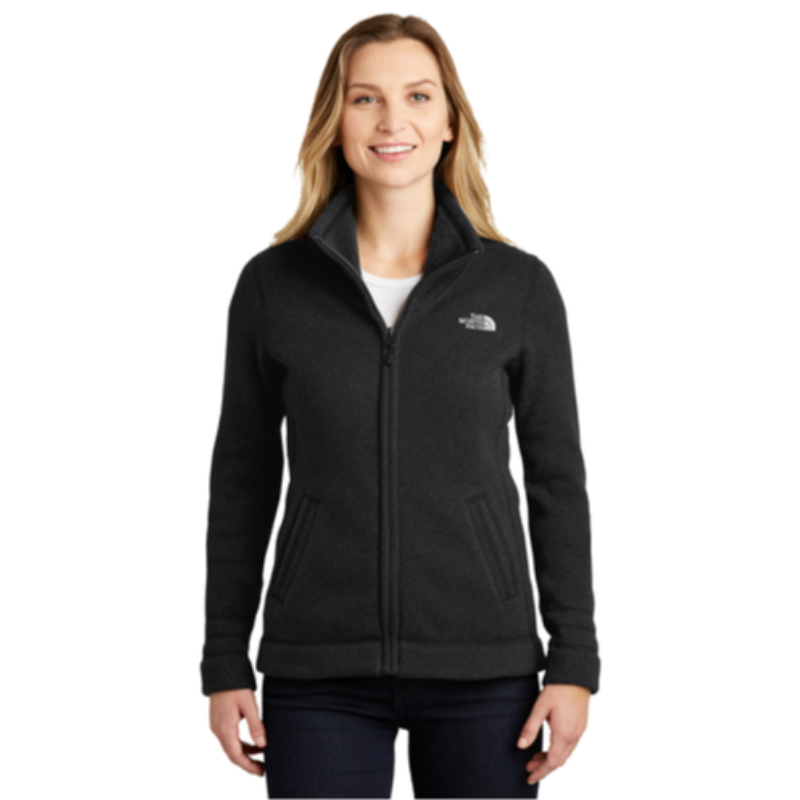 The North Face® Ladies Sweater Fleece Jacket in Black Heather Main Image