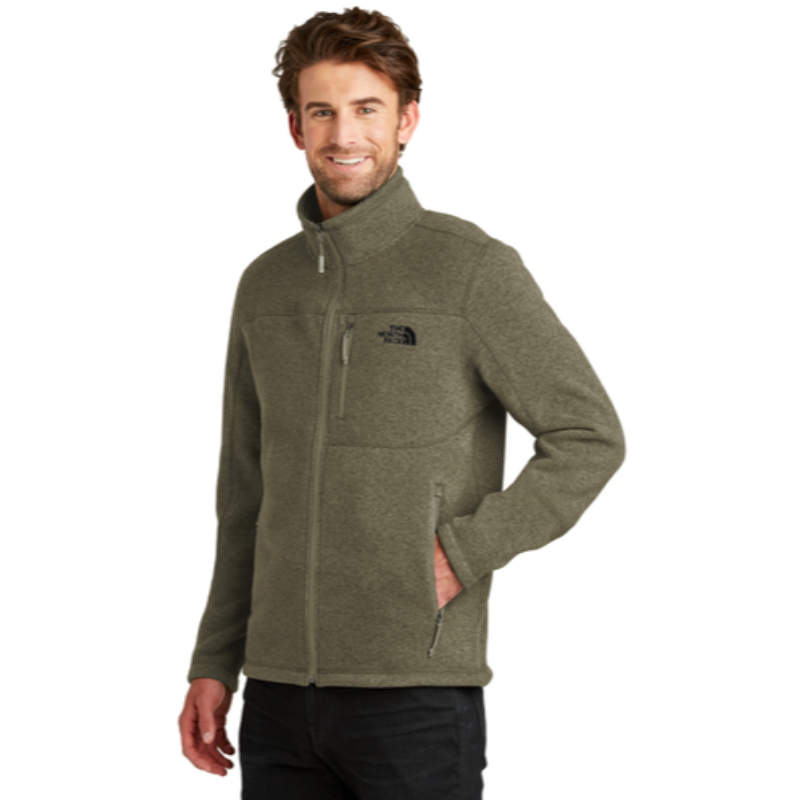 The North Face® Sweater Fleece Jacket in Taupe Green Heather - Thumbnail (Preview) 4