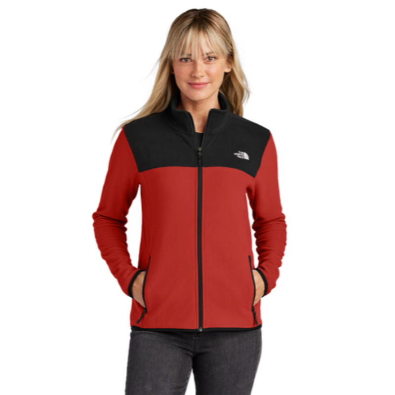 The North Face® Ladies Glacier Full-Zip Fleece Jacket in Rage Red /Black Main Image