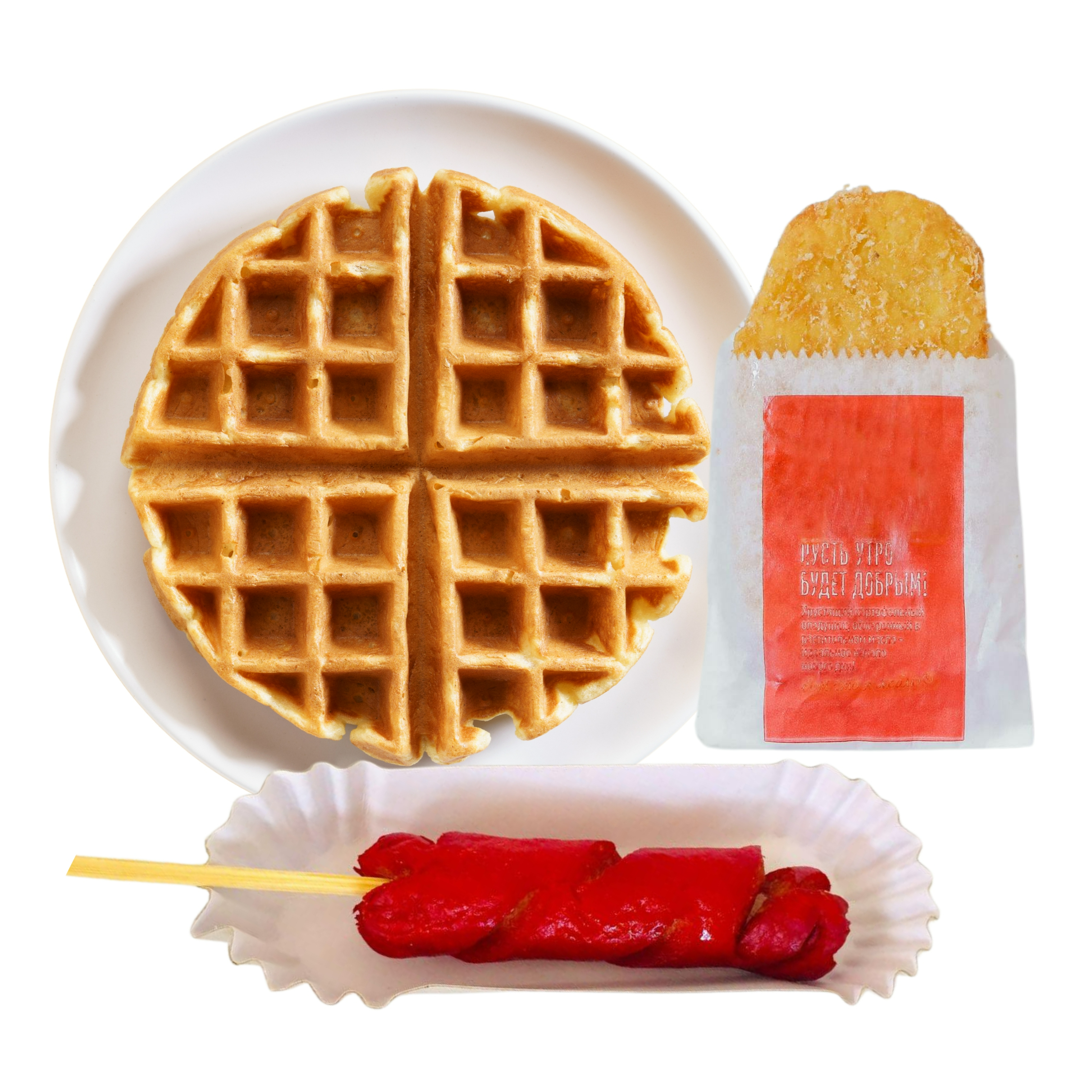 Waffle & Hotdog with Hashbrown