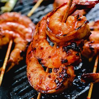 BBQ Shrimp, Skin on Mashed Potatoes & Coleslaw