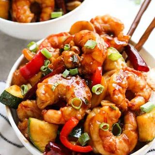 Kung Pao Shrimp, Jasmine Rice & Steamed Broccoli