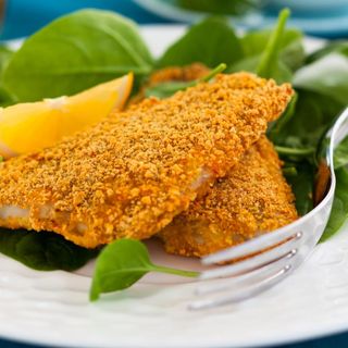 Panko Fried Fish, Seasoned Potato Wedges & Coleslaw