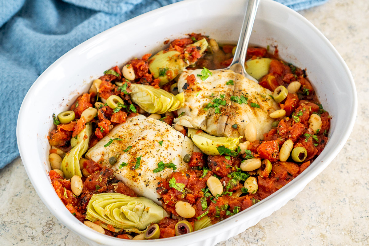 Mediterranean Grilled Fish, Seasoned Rice & Roasted Vegetables Main Image