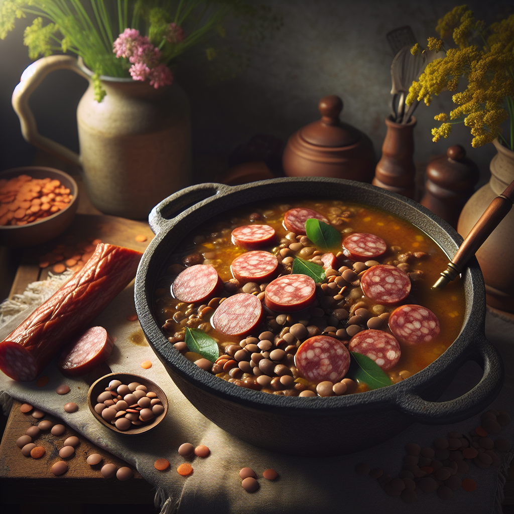 Summer Sausage & Lentil Stew