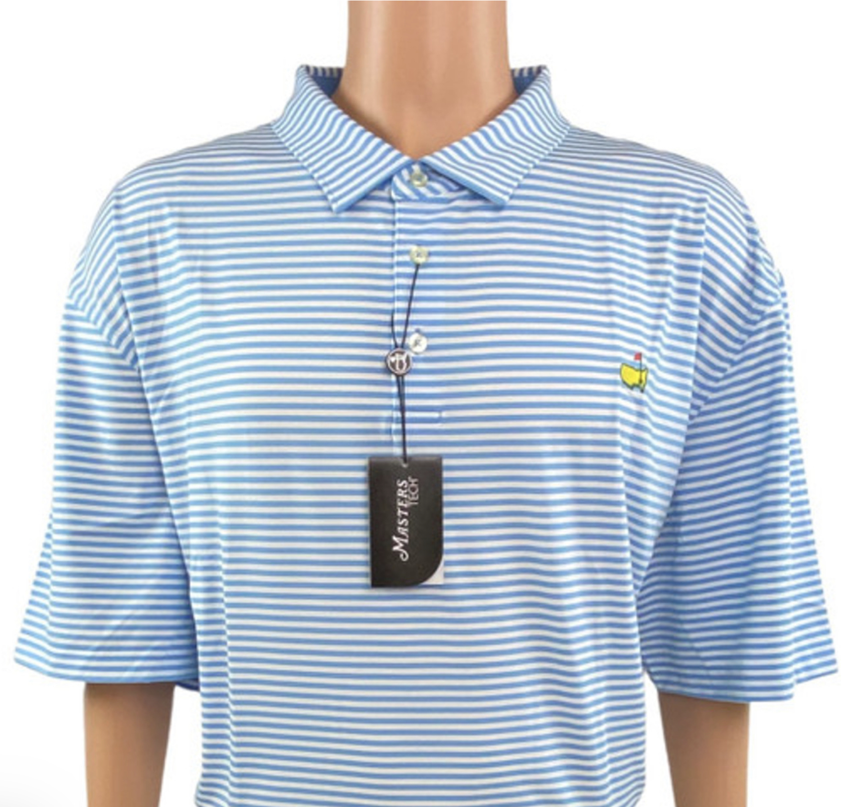 2024 Masters Tech Polo - Striped Blue Main Image