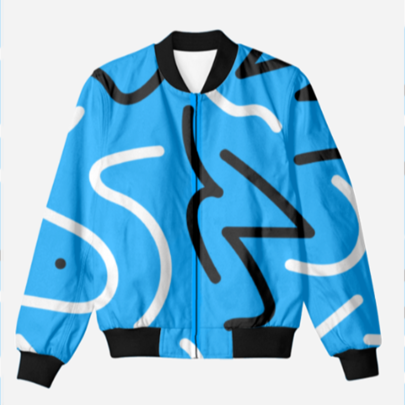 Blue and White Bomber jacket  Main Image