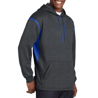 Sport-Tek F246 Tech Fleece Colorblock Hooded Sweatshirt - Graphite Heather True Royal