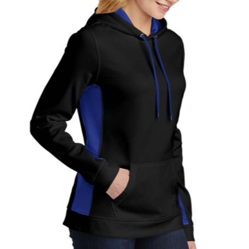 LST235 Sport-Tek Ladies Sport-Wick Fleece Colorblock Hooded Pullover Main Image