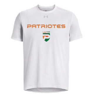 UA M'S team tech shortsleeve- Blanc- écriture Patriotes Logo