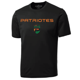 ATC Pro Team Short Sleeve Tee. S350- Noir- écriture Patriotes Logo