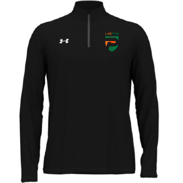 UA M's team tech longsleeve 1/4 zip- Noir- Logo coeur