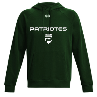 UA M's Rival fleece hoody- Vert- écriture Patriotes Logo