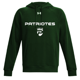 UA M's Rival fleece hoody- Vert- écriture Patriotes Logo