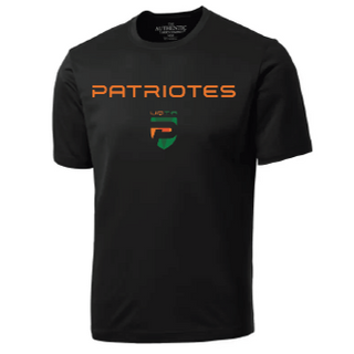 ATC Pro Team Short Sleeve Tee. S350- Noir- écriture Patriotes Logo (modèle unisexe)