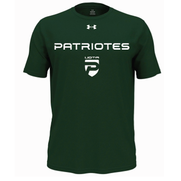 UA M'S team tech shortsleeve- Vert- écriture Patriotes Logo