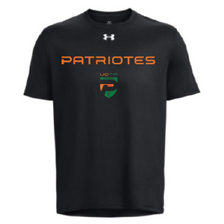 UA M'S team tech shortsleeve- Noir- écriture Patriotes Logo