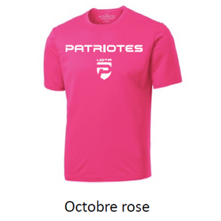 ATC Pro Team Short Sleeve Tee. S350- Rose- écriture Patriotes Logo (modèle unisexe)