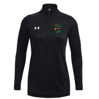 UA W's Team Tech Longsleeve 1/2 Zip- Noir- Logo coeur