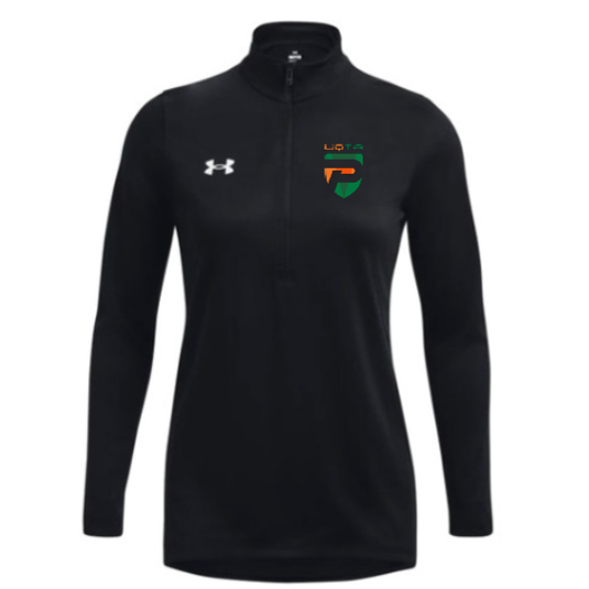 UA W's Team Tech Longsleeve 1/2 Zip- Noir- Logo coeur