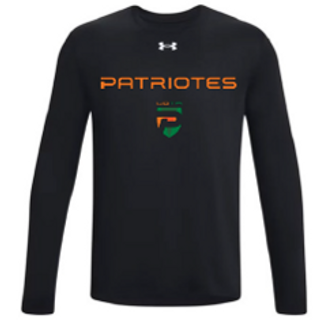 UA M's team tech longsleeve- Noir- écriture Patriotes Logo