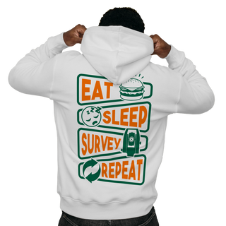 Eat, Sleep, Survey, Repeat - White Hoodie