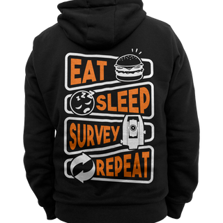 Eat, Sleep, Survey, Repeat - Black Hoodie